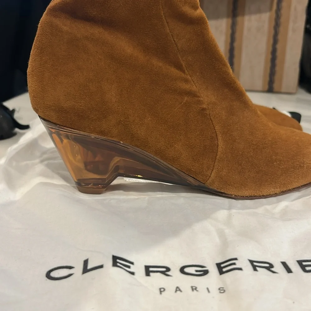Robert Clergerie Suede Ankle Booties in Cognac Brown